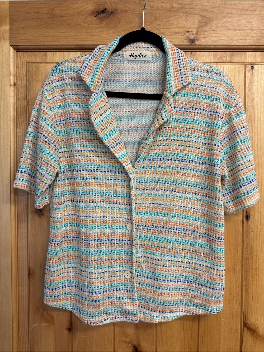 Haptics Pastel Multicolor Knit Button-Up Top